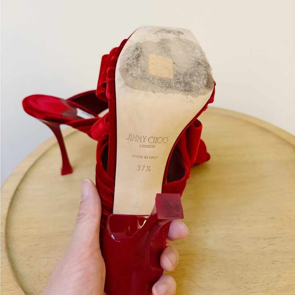 Jimmy Choo Flaca 100mm Velvet Bow Heels - Picture 9 of 9